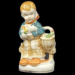VINTAGE(BEFORE 1952)BOY WITH FLOWERS FIGURINE OCCUPIED JAPAN